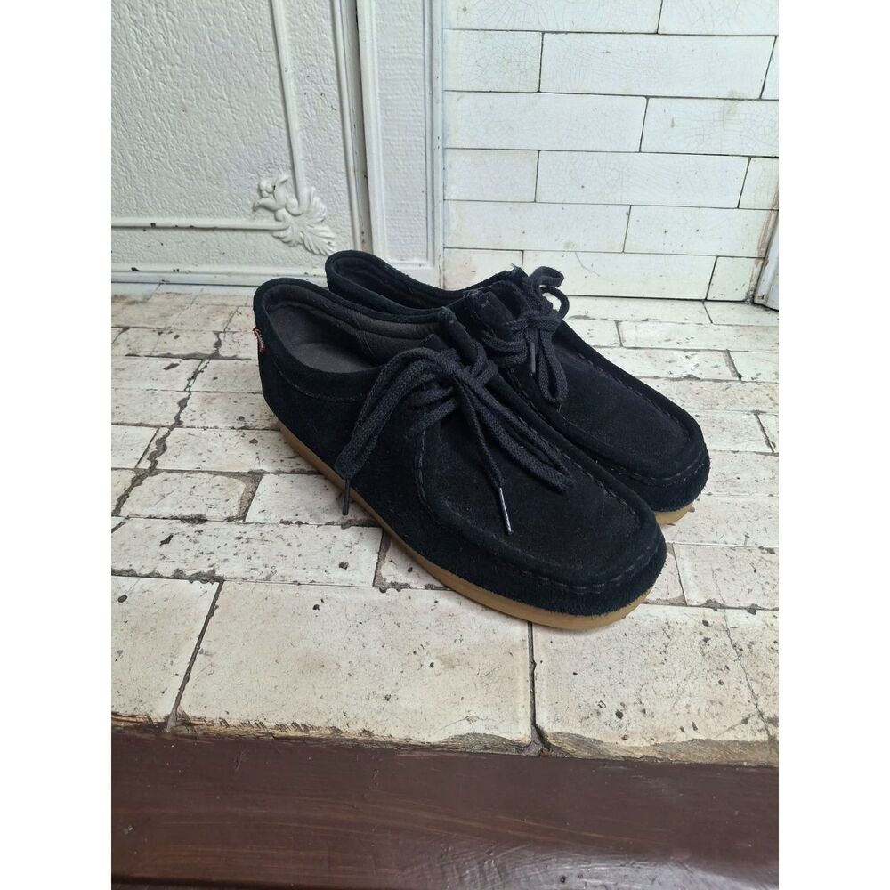 Clarks Padmora Black Suede Moc Toe Lace Up Shoes Size 7 Dark Academia Gum Sole